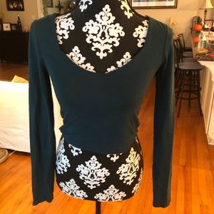 Emerald green secretary neckline crop top